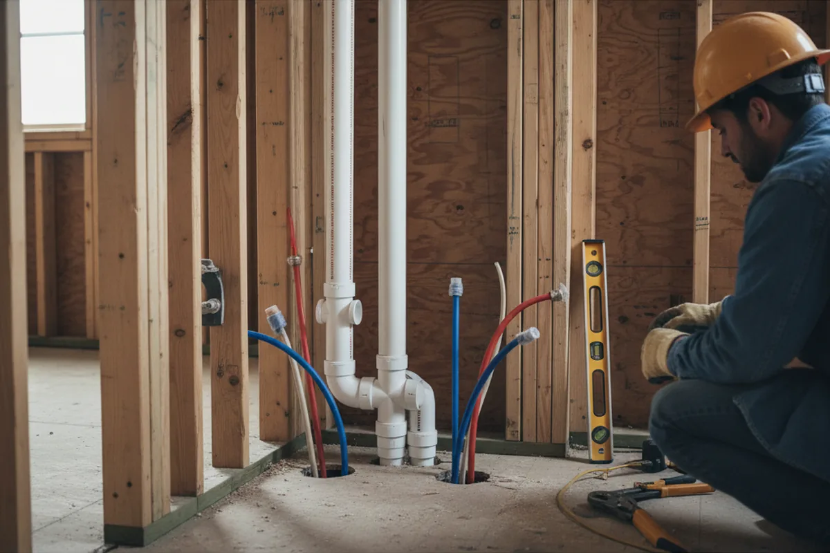 Drain and supply rough-in during Drain Cleaning in Blackstone